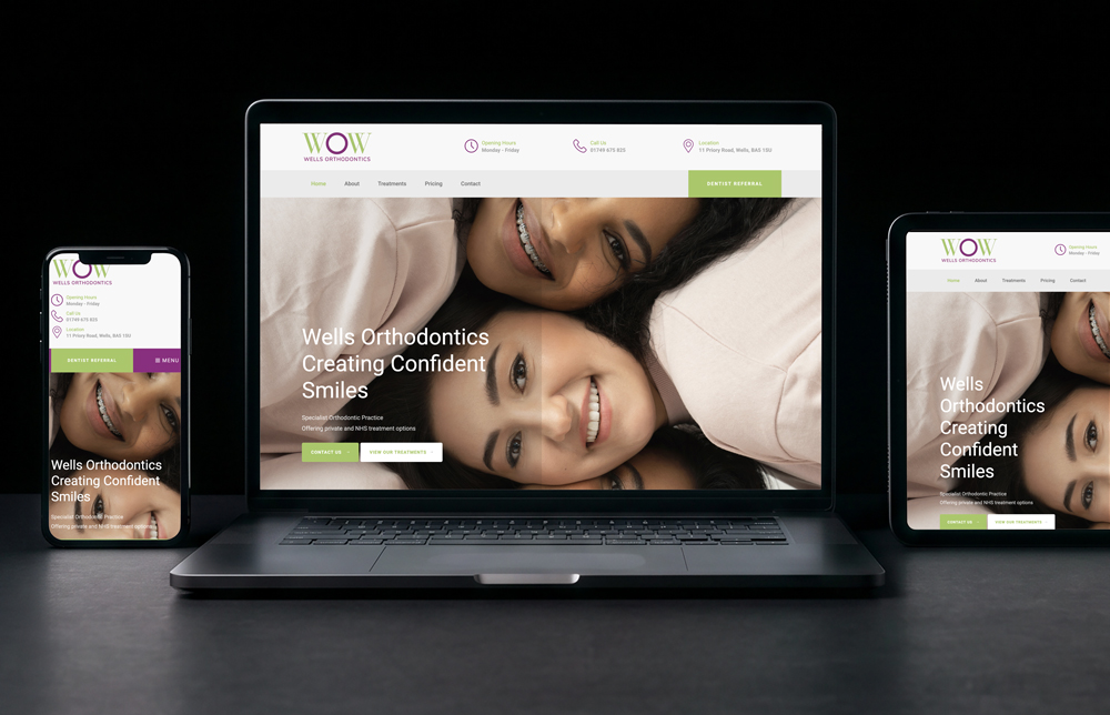 Wells Orthodontics bespoke website design by Graphic Pezaz